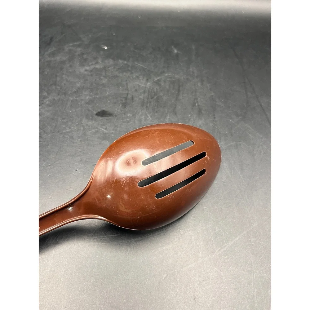 Vtg Ekco‎ USA Brown Plastic Slotted Spoon Utensil Dishwasher Safe Kitchen 11